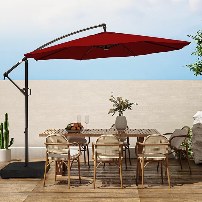 10ft Patio Umbrella with Base Included, Outdoor Offset Cantilever Umbrella,