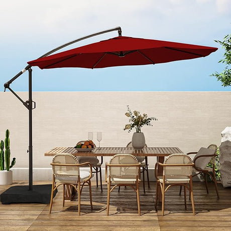 10ft Patio Umbrella with Base Included, Outdoor Offset Cantilever Umbrella,