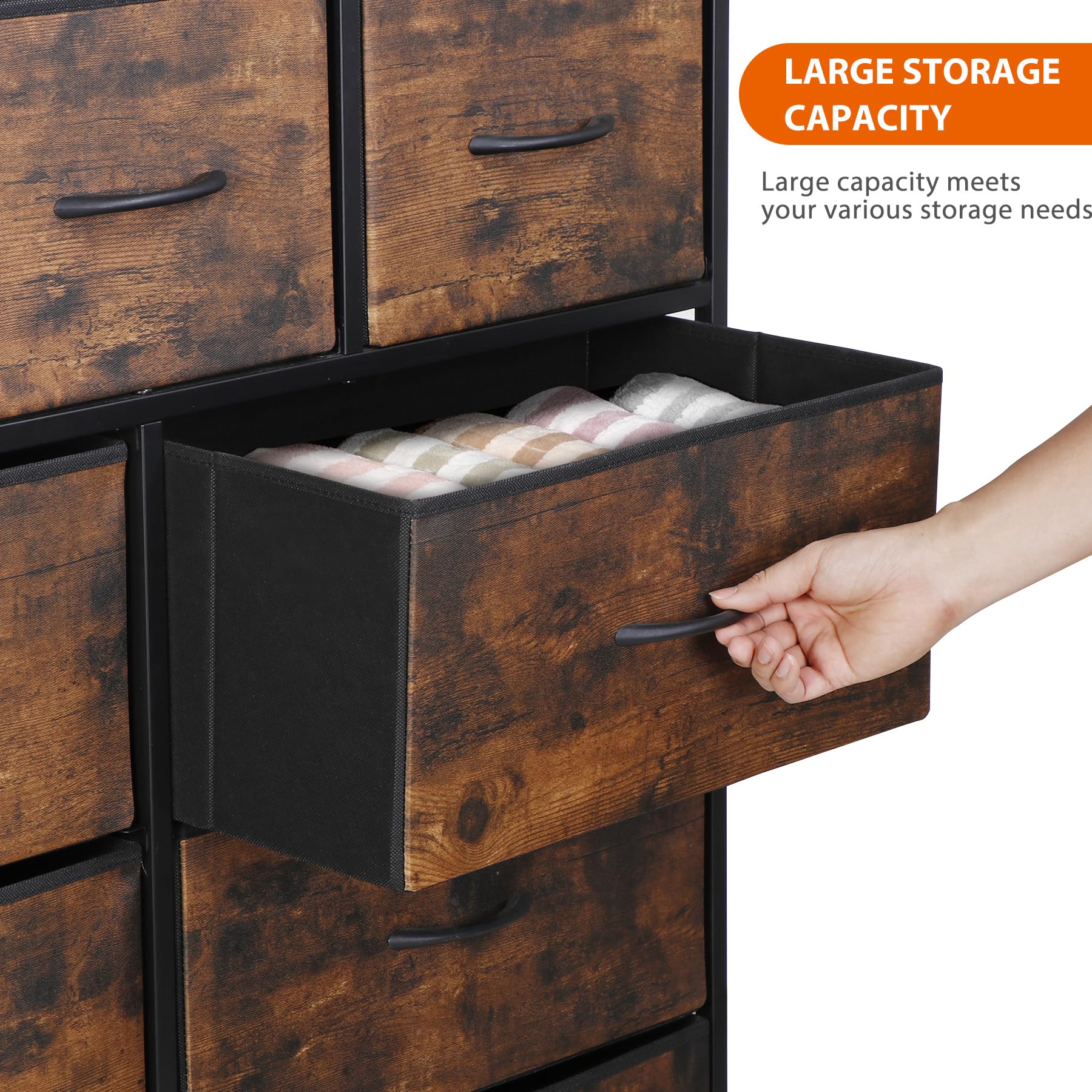 Dresser for Bedroom Fabric Dresser Storage Tower Tall Chest Organizer Unit