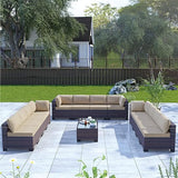 Patio Furniture 7 Pieces Outdoor Sectional PE Rattan Sofa Set Brown Manual Wicker