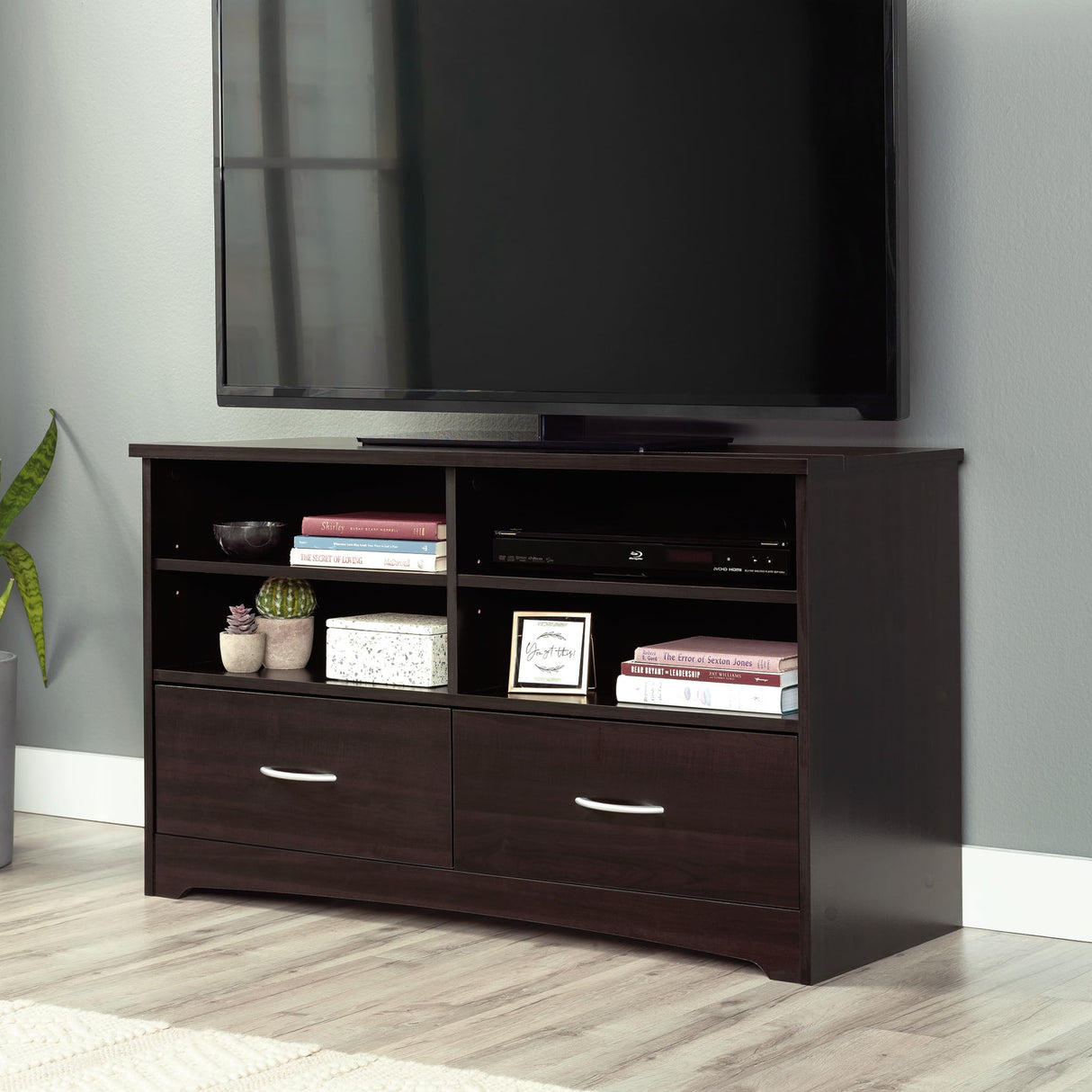 TV Stand with Drawers, For TV's up to 46", Cinnamon Cherry finish