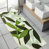 Leaf Bathroom Runner Rug 24x60 Non Slip Long Bathroom Rugs Green Extra Large Bath