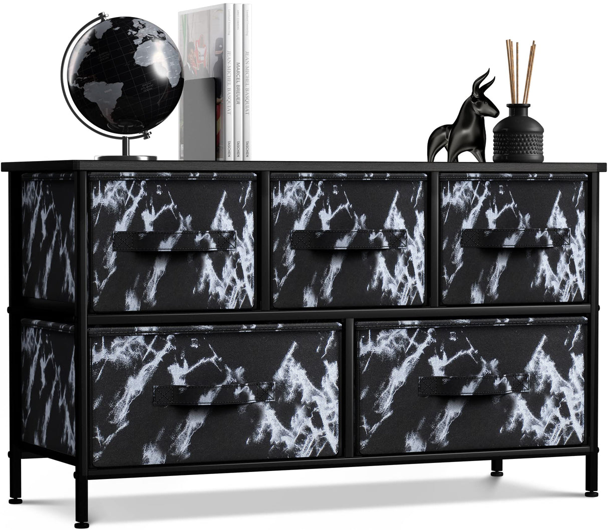 Dresser with 5 Drawers - Storage Chest Organizer Unit with Steel Frame,