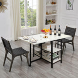 Folding Dining Table with 2 Storage Open Shelf,Drop Leaf Extension Dining Table,