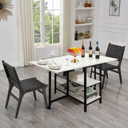 Folding Dining Table with 2 Storage Open Shelf,Drop Leaf Extension Dining Table,