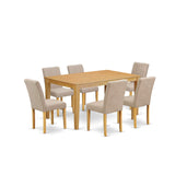 CAAB7-OAK-04 Capri 7 Piece Modern Dining Set Consist of a Rectangle Wooden