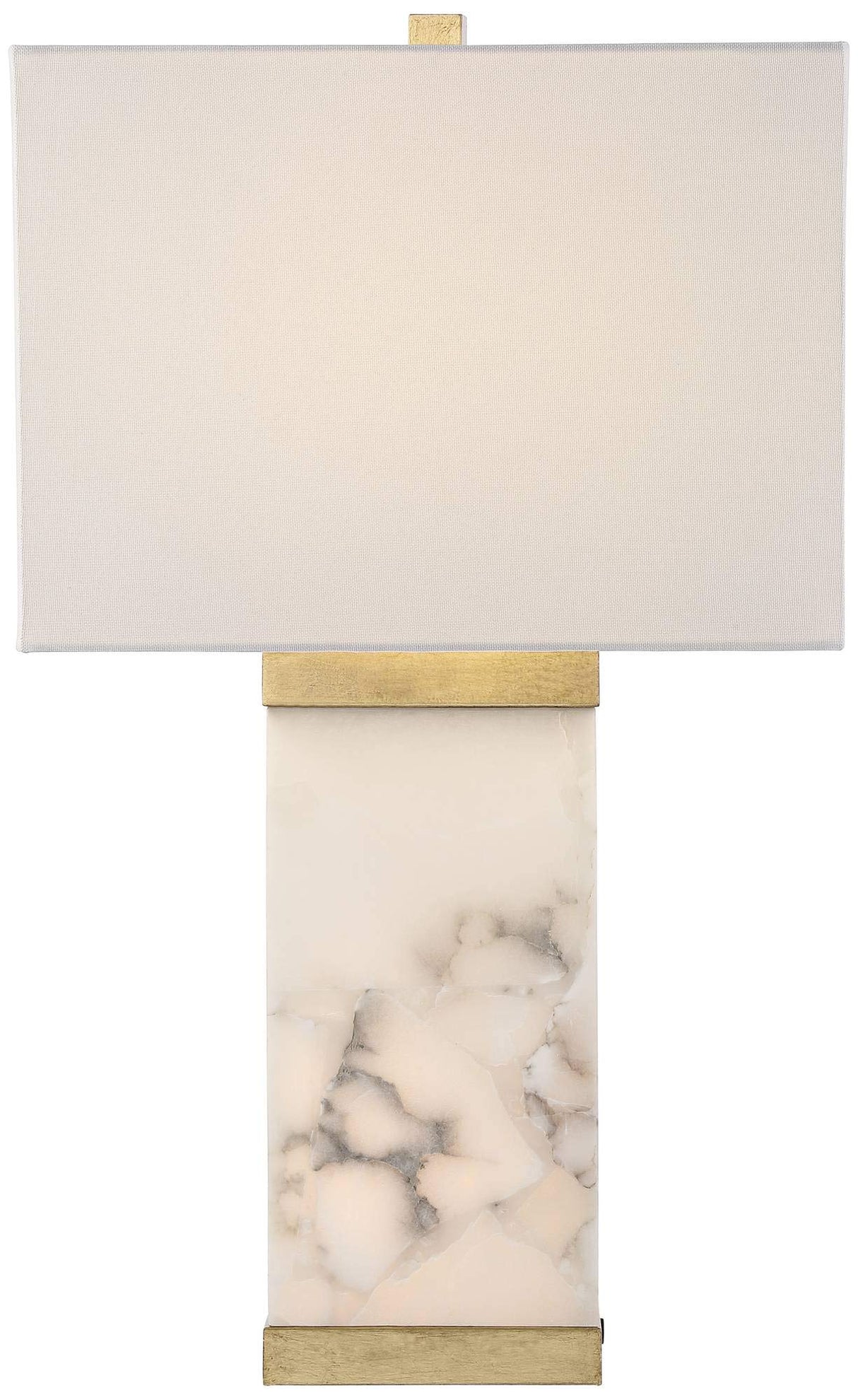 Mindy Modern Table Lamp 24 3/4" High with Nightlight White Gray Alabaster Gold Metal Rectangular