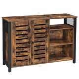 Lowell Storage Cabinet, Sideboard with Adjustable Shelves and Louvered Doors, Industrial,