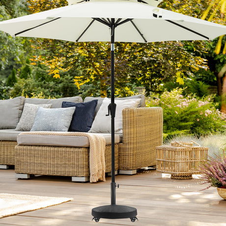 52 lb Round Heavy Duty Patio Market Rolling Umbrella Base Stand with Wheels