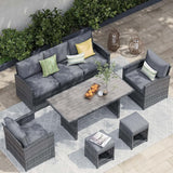 Outdoor Patio Furniture Set, 7 Piece Patio Dining Sofa Set