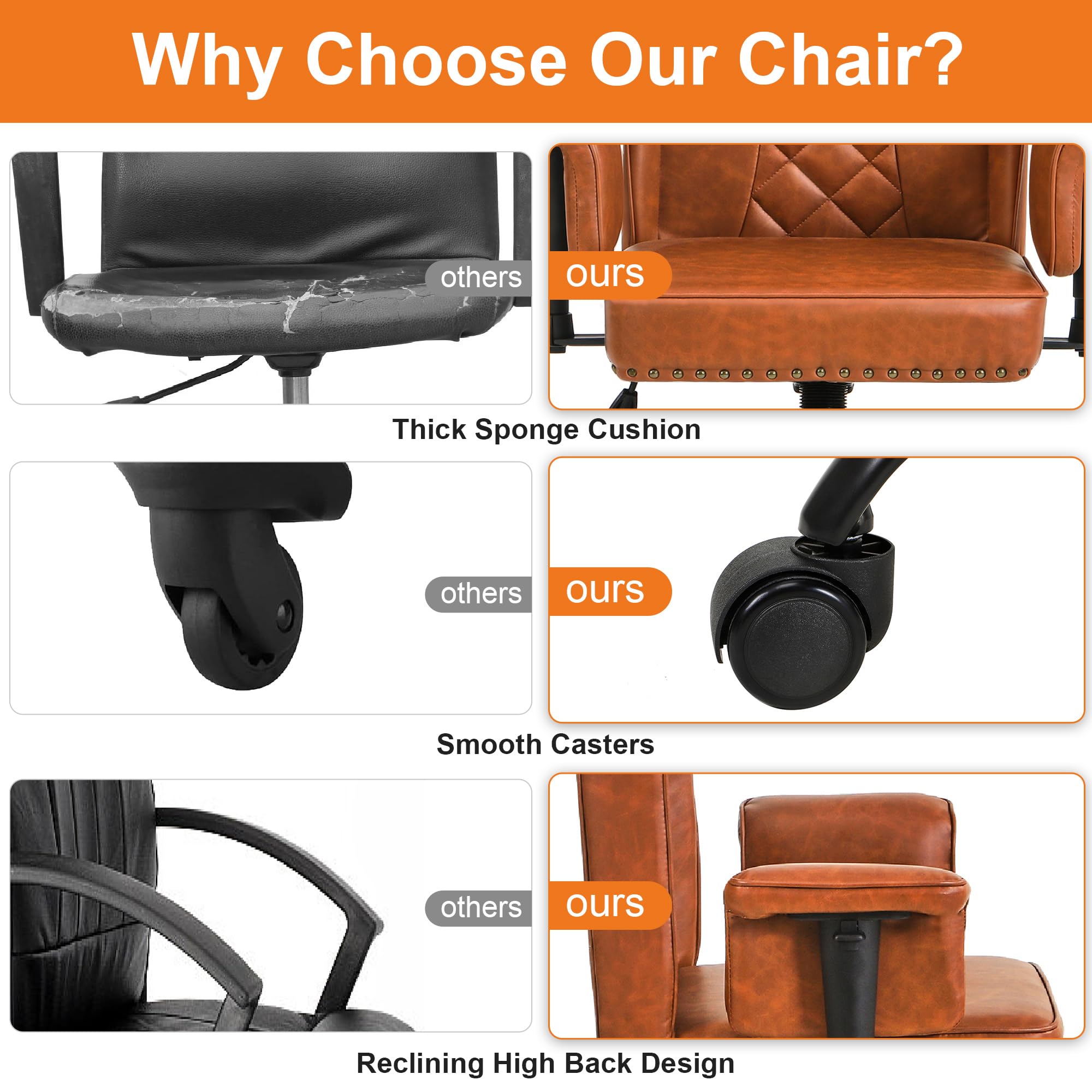 Ergonomic Office Chair with High Backrest and Adjustable Armrests