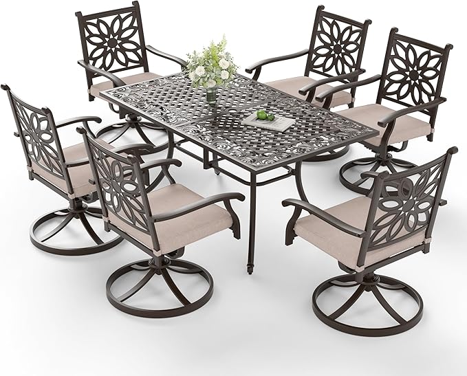 6-Person Rectangular Cast Aluminium Outdoor Dining Table