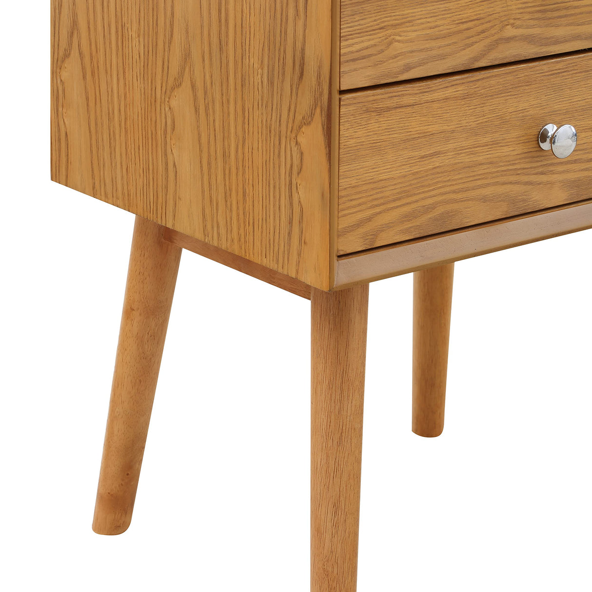 Furniture 838Natural Teddy Collection Modern | Contemporary Wooden Nightstand Featuring Two 120V Outlets & Two USB Ports