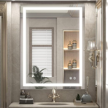 Mirror for Bathroom 48 x 30 Inch Lighted Mirrors for Wall with Antifog, 3 Colors