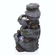 3-Tier Rock Waterfall Fountain with LED Lights for Garden, Patio, Yard, and Porch Decor,