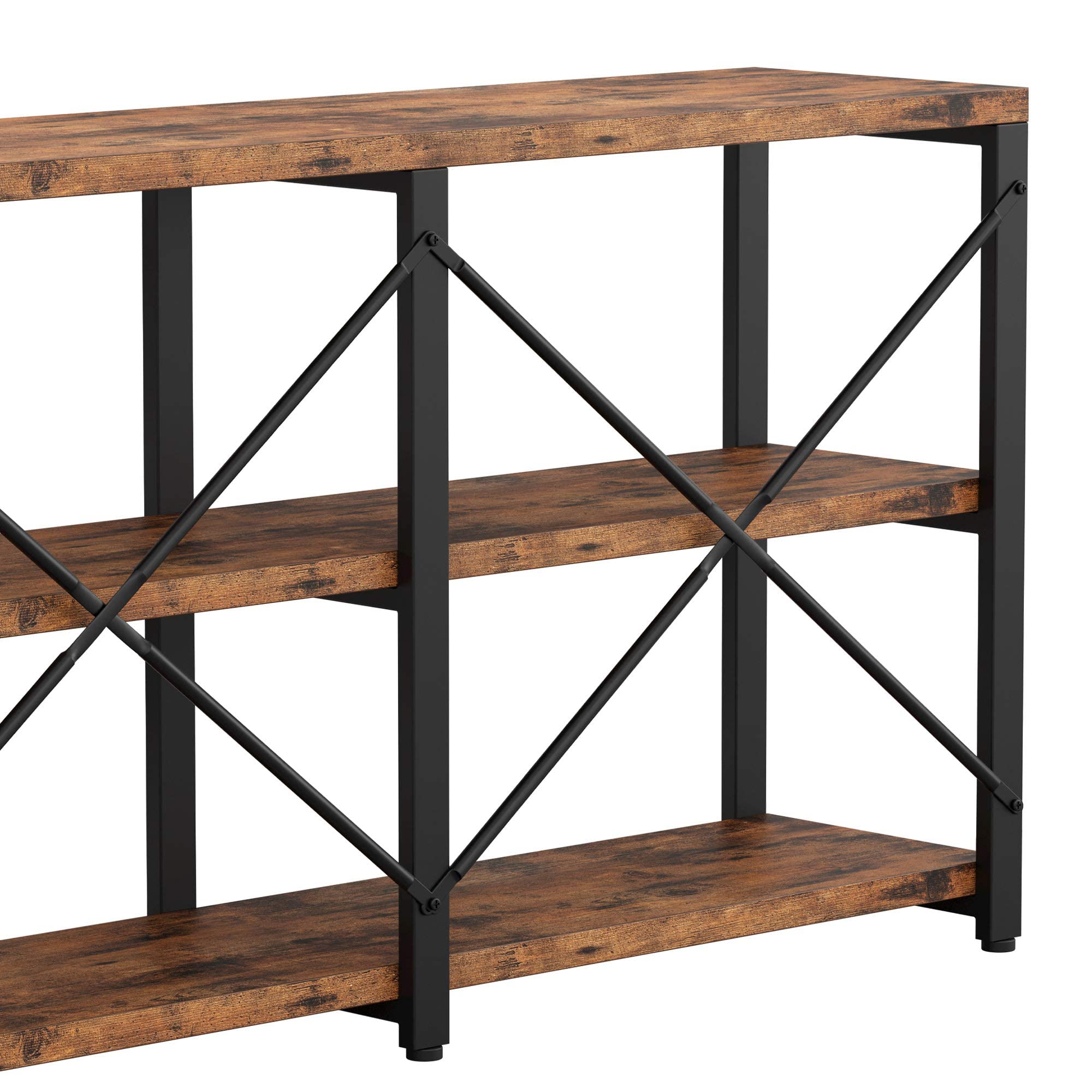 Rustic Entryway Console Table, Long Hallway Table 47in 3-Tier, TV Stand Entertainment
