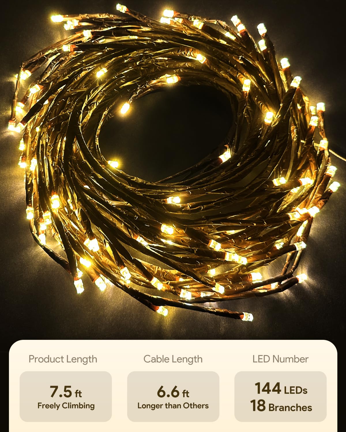 Enchanted Willow Vine Lights with Remote, Christmas Swags Decorations