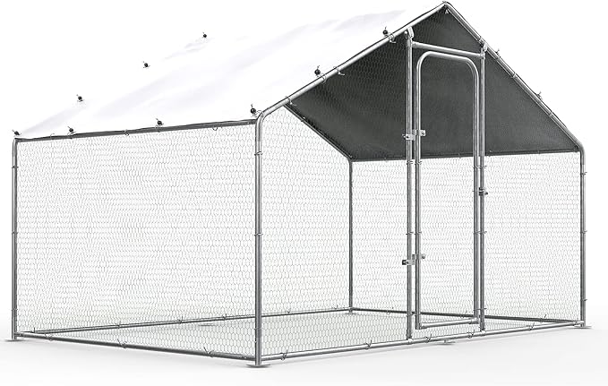 SafeHaven Chicken Coop – Waterproof Metal Run with UV Cover & Secure Mesh