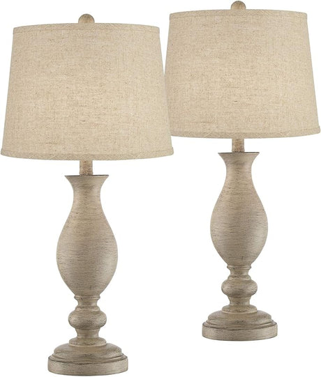 Serena Country Cottage Traditional Style Table Lamps 27.5" Tall Set of 2 Cream Beige