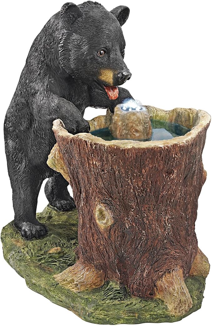 LED Light - Nearly 3 Foot Tall Tree Squirrel Garden Decor Fountain - Outdoor Water Feature