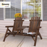 2-Seat Wooden Adirondack Chair, Patio Bench
