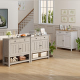 Buffet Sideboard Cabinet with Storage, 33.5''H Farmhouse Coffee Bar with 2 Cabinets and 2 Drawers,