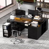 L Shaped Computer Desk with 3 Drawers, 65.7" Large Desk with Power Outlet