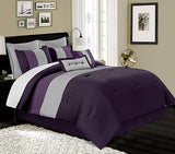 Loft 8-Piece Luxury Striped Comforter Set (King, Navy/Gray/Blue)