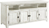 Foundry 65" TV Stand, White Stain with Grey Top