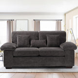 Room Loveseat Sofa Couch, 73" Love Seat Couch Sofa, Upholstered Chenille Living Room Sofa with Extra 3 Pillows, Removable Back Cushion-DarkGrey