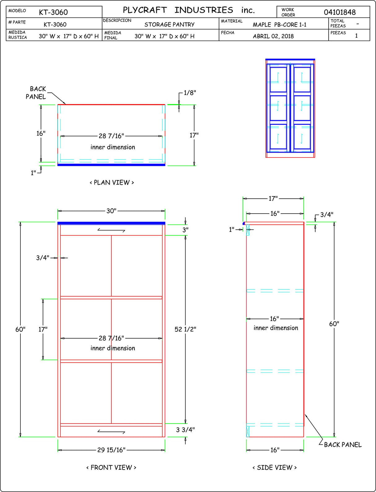 Concepts in Wood KT613A Storage Cabinet for Office or Pantry (Oak)