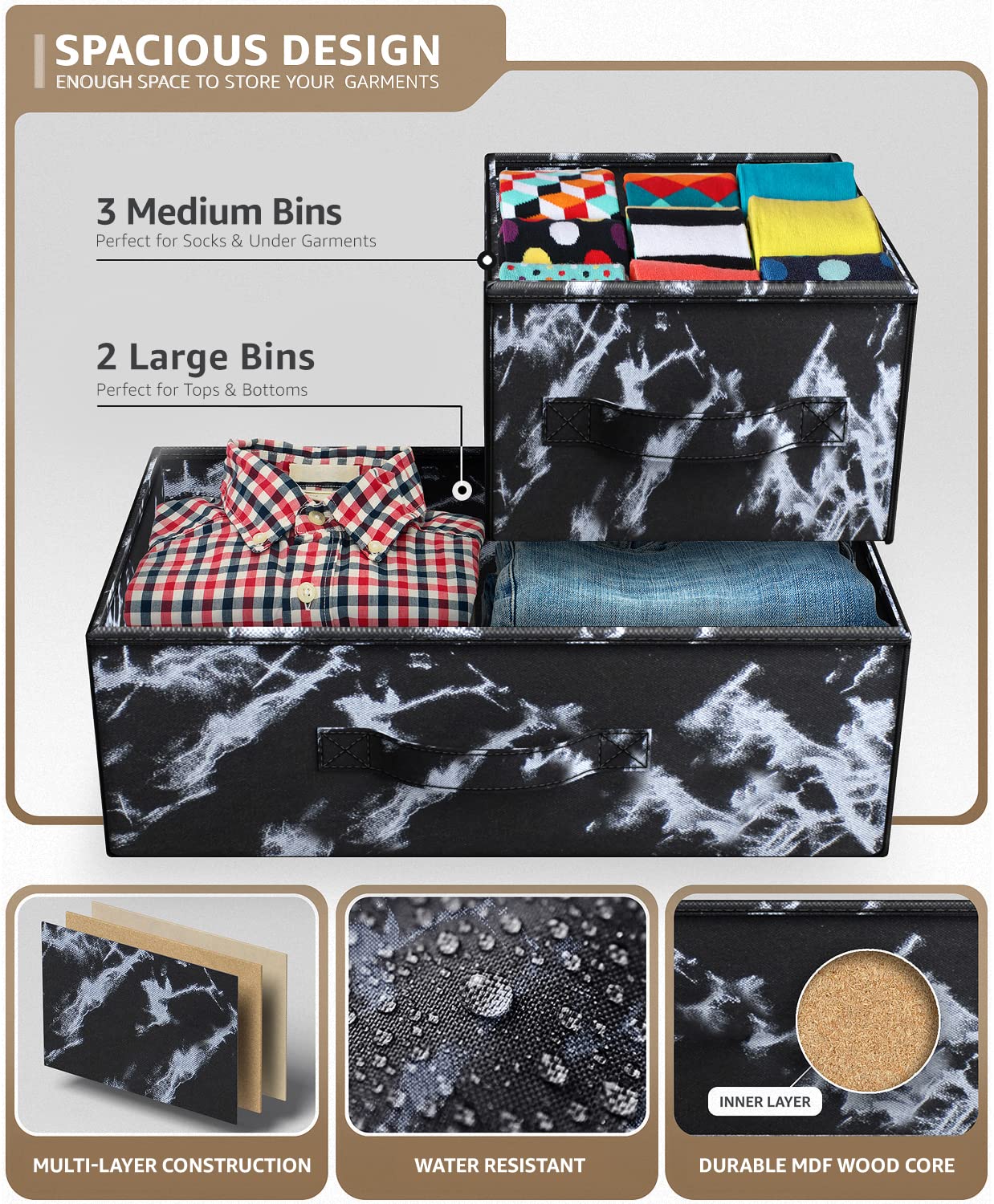 Dresser with 5 Drawers - Storage Chest Organizer Unit with Steel Frame,