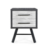 Harrison Mid-Century Modern Nightstand, Sonoma Gray Oak + Gray Oak + Black