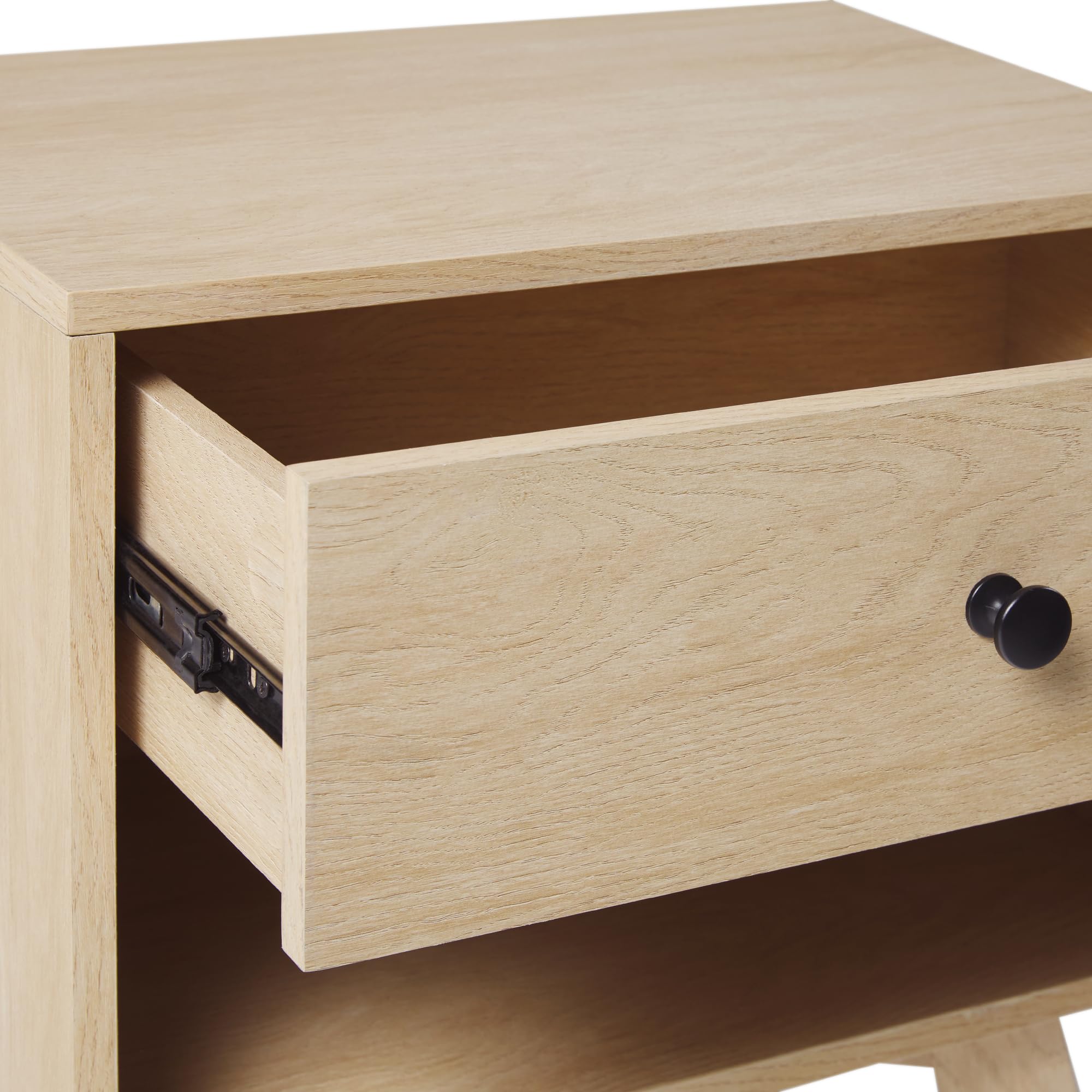 Mid Century Modern 1-Drawer Nightstand Bedroom Storage Drawer and Shelf Bedside End