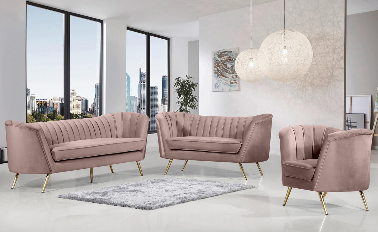 Margo Collection Modern | Contemporary Velvet Upholstered Loveseat