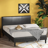 Jade Faux Leather Upholstered Platform Bed Frame / Mattress Foundation with Wood Slat