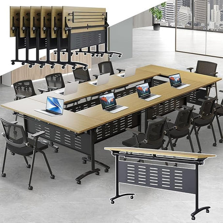 Conference Room Tables, Folding Stackable Conference Table with Caster Wheels