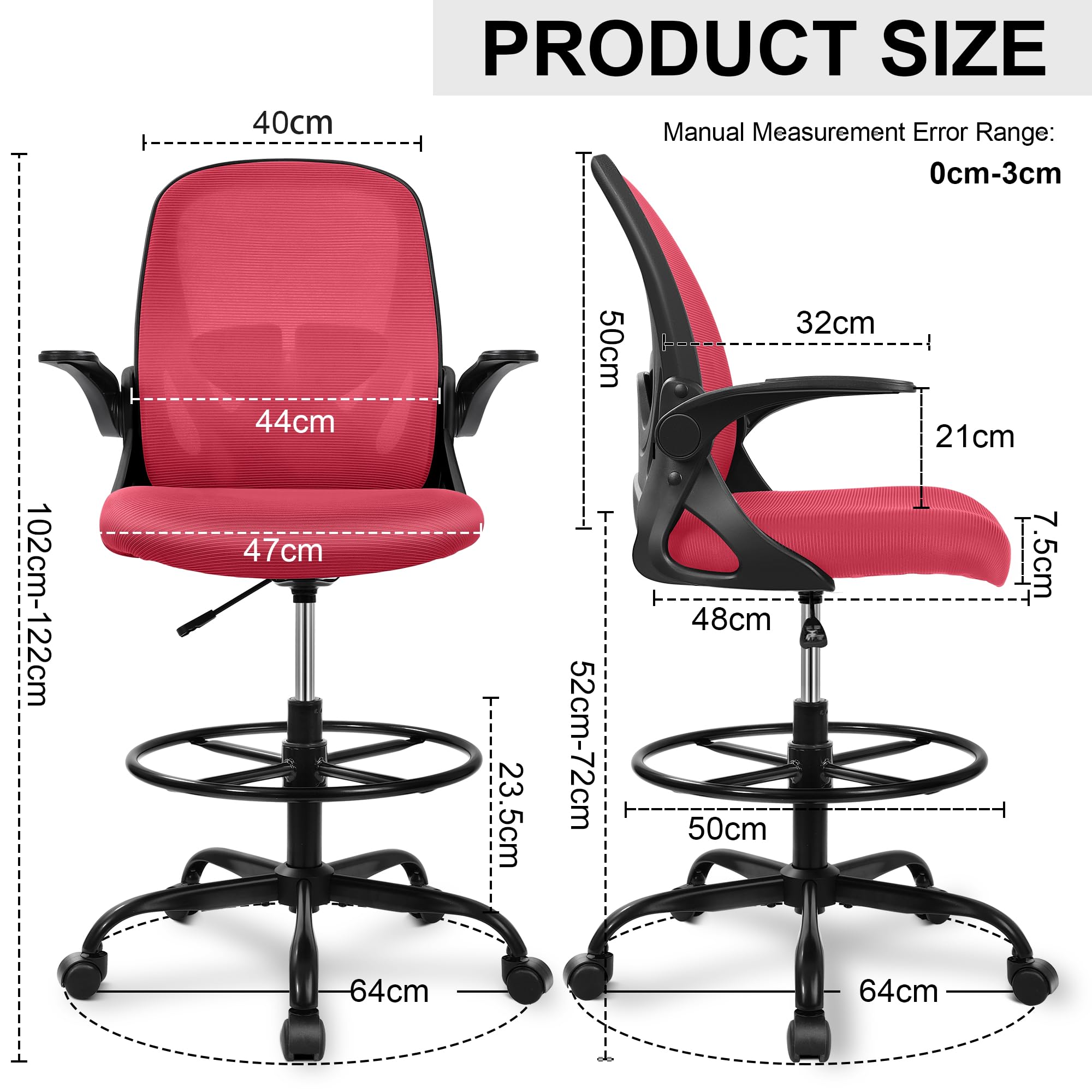 Ergonomic Drafting Chair with Lumbar Support and Adjustable Footrest