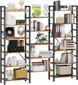 Bookshelves 6 Tiers Triple Wide Industrial Bookshelf, Large Etagere Bookshelf Open Display Shelves