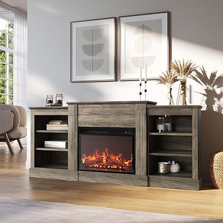 Electric Fireplace Heater Mantel TV Stand & Media Entertainment Center