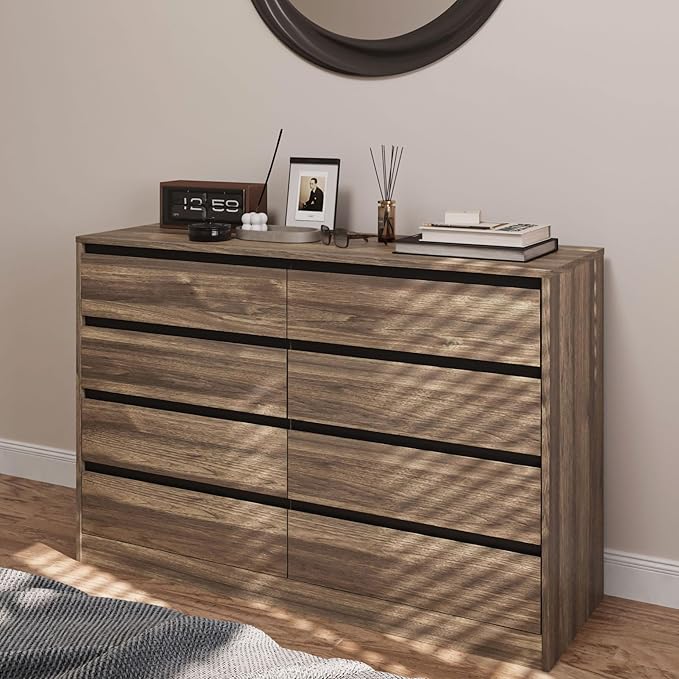 White Dresser for Bedroom with 8 Drawers