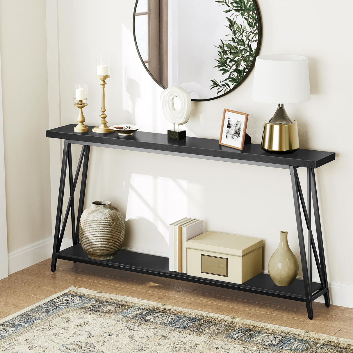 Console Table, 63" Industrial Entryway Table, Extra Long Sofa Table Behind Couch,