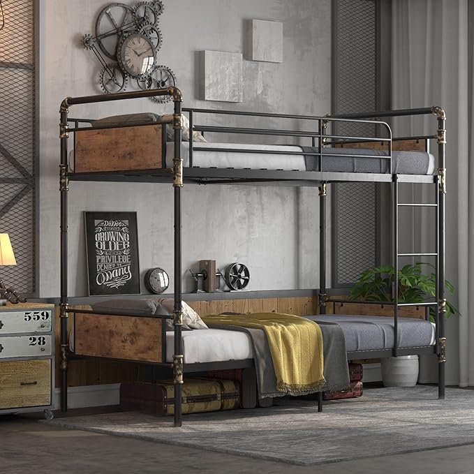 Metal Bunk Bed Twin Over Twin, Convertible Twin Bunk Beds