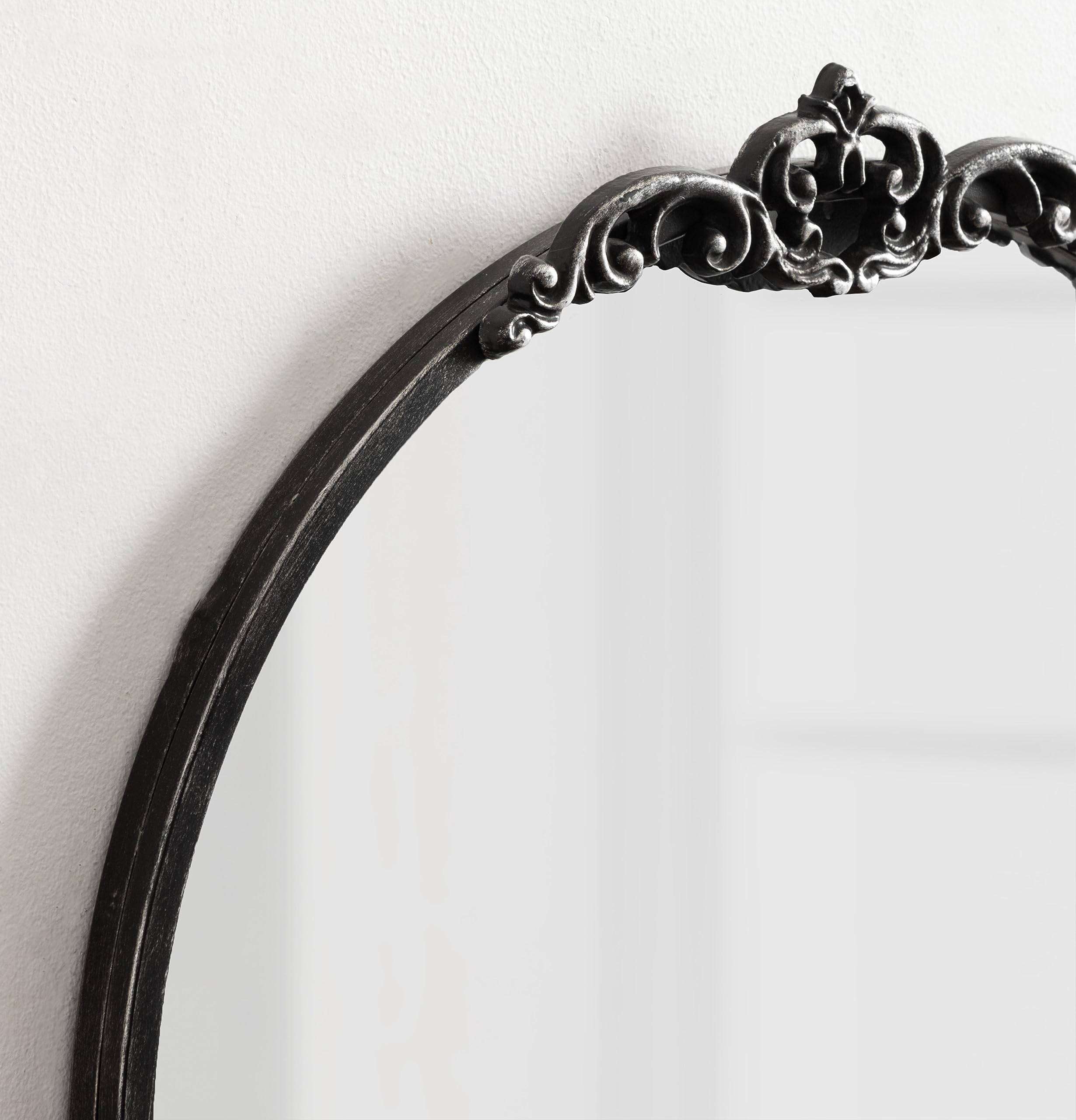 Arched Mirror with Shelf - 21x28 Antique Black