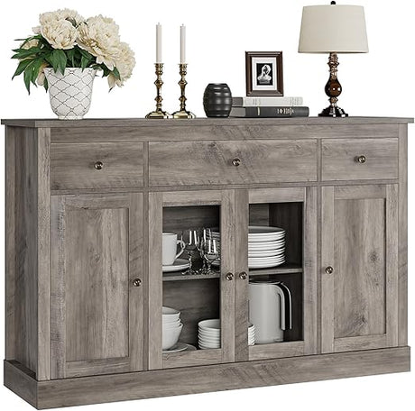 Sideboard Buffet Cabinet with Storage, 55" Large Kitchen Buffet Storage Cabinet