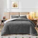 3-Piece Fluffy Faux Fur Sherpa Comforter Set Gray