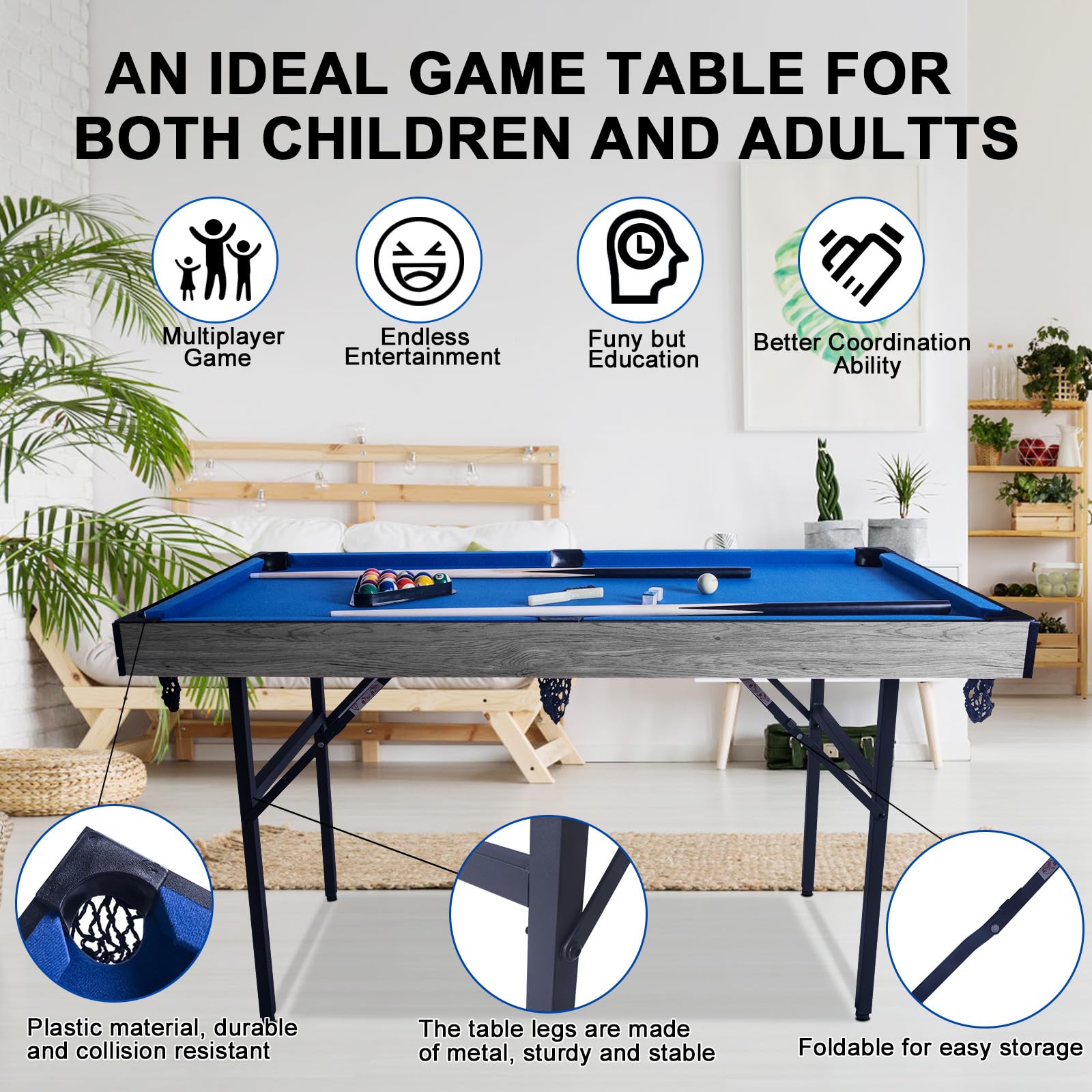 Upgrade Multi Game Table,5 in 1 Folding Portabel Games with Accessories