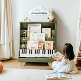 Kids Bookshelf, 4 Tier Nursery Book Shelves with Toy Storage