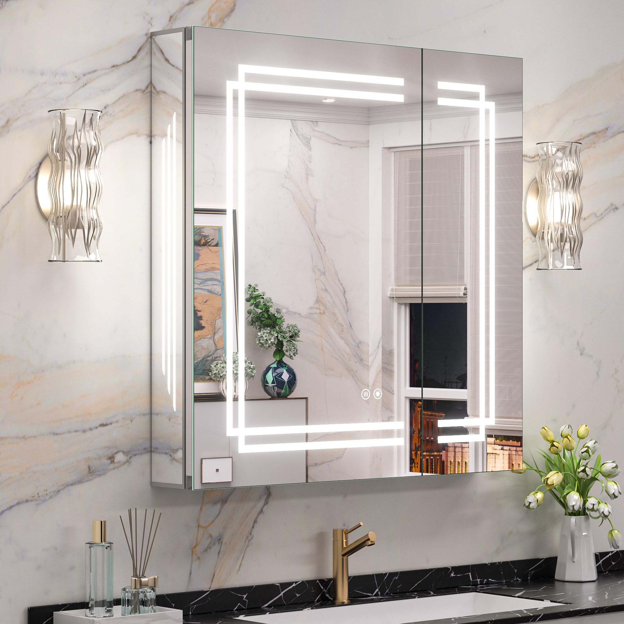 Lighted Medicine Cabinet with LED Vanity Mirror for Bathroom
