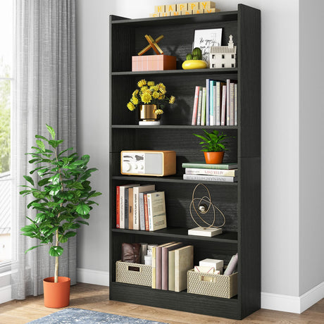 72-inch Tall Bookcase, Modern 6-Tier White Library Bookshelf with Storage Shelves